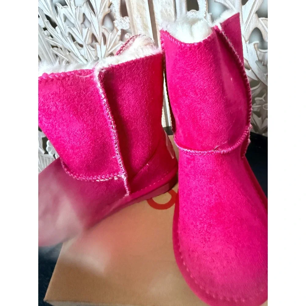 Livboots LV888 Hot Pink Toddler Faux Fur Lined Suede Boots Size 10-11 NEW